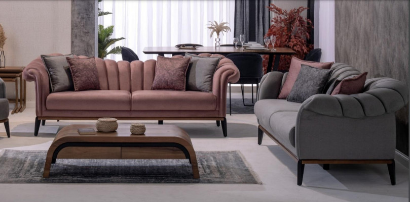 Zestaw sofowy Couch Podkładka Modern 3+3 miejsce do siedzenia Set Design Sofy Podkładka Włókienniczy Nowość