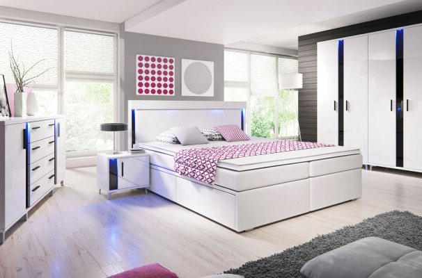 Design Sypialnia Obcios Kompletna Szafa Łóżko Kredens Stolik nocny