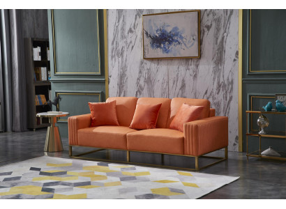 Sofa trzyosobowa Podkładka Skóra sofa 3 miejsce do siedzenia kanapy Drewno sofy w nowoczesnym stylu