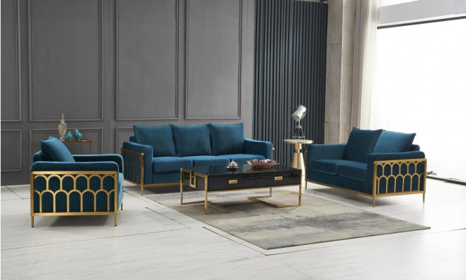 Designerska sofa do salonu Zestaw sofowy 3+2+1 Siedziba nowoczesny komplet wypoczynkowy