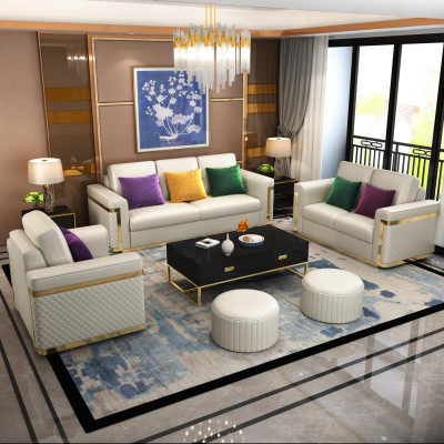Kompletny zestaw Zestaw sofowy 3 2 1 miejsce do siedzenia designerski 3-częściowy. skórzana sofa