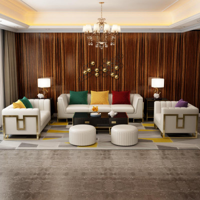 Zestaw sofowy Duży Zestaw 3+1 miejsce do siedzenia Skóra Sofa Kanapa Ustawić Design Kanapy