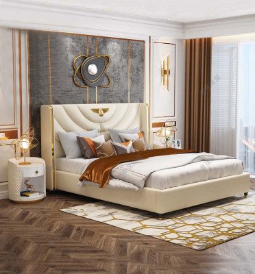 Sypialnia Łóżko Szafki nocne 3 szt. Zestaw Design Luxury bed Drewno Podwójne łóżko NOWOŚĆ