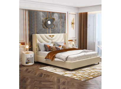 Sypialnia Łóżko Szafki nocne 3 szt. Zestaw Design Luxury bed Drewno Podwójne łóżko NOWOŚĆ