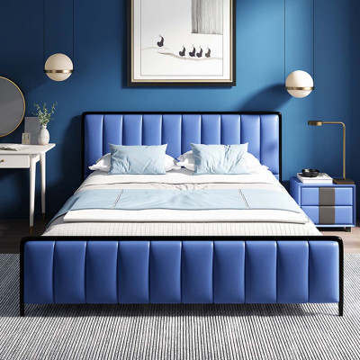 Design Podwójne łóżko skórzane łóżko Łóżko Skóra Sypialnia Podkładka Małżeństwo 180x200