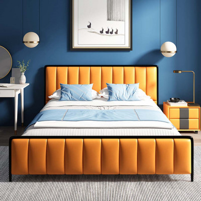 Design Podwójne łóżko skórzane łóżko Łóżko Skóra Sypialnia Podkładka Małżeństwo 180x200