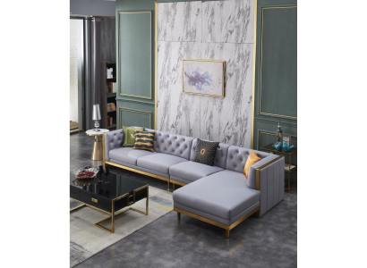 Narożnikowa kanapa kanapa kanapa skórzana sofa Żywy krajobraz luksusowe meble w kształcie litery L