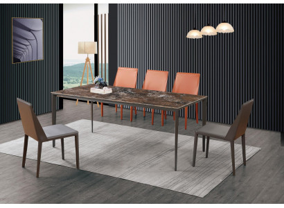 Luksusowy Stół obiadowy - Tabela jadalnia Meble Metal Marble Look Design Tabela