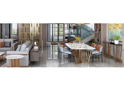 jadalnia salon Stal nierdzewna Design stoły 180x90cm Luxury Meble Stół obiadowy Tabela