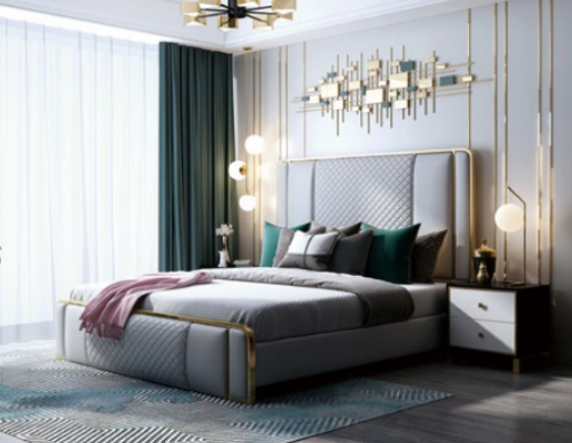 Designerskie Podwójne łóżko Hotel Luxury Sypialnia 140/160x200cm Skóra