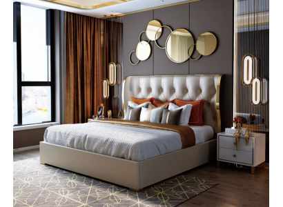 Designerskie Podwójne łóżko Hotel Luxury Sypialnia 180/200x200cm Skóra