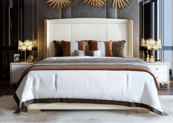 Luksusowe łóżko Sypialnia Podkładka Design Deco Luksusowe podwójne łóżko hotelowe Marriage