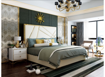 Designerskie Podwójne łóżko Łóżko Hotelowe Dekoracja Luksusowa Sypialnia 180/200x200cm Skóra