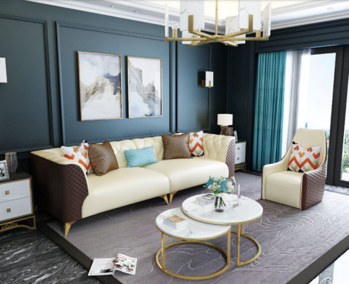 Designerska kanapa Tabela Okrągły stoły Okrągły Sofa Metal Szkło Deco Side Living