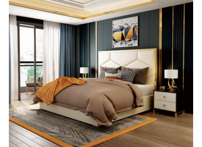 Łóżko Deko Podkładka Design Luksusowe podwójne łóżko hotelowe Sleep Pokój Skóra