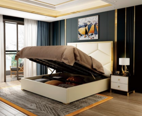 Łóżko Deko Podkładka Design Luksusowe podwójne łóżko hotelowe Sleep Pokój Skóra