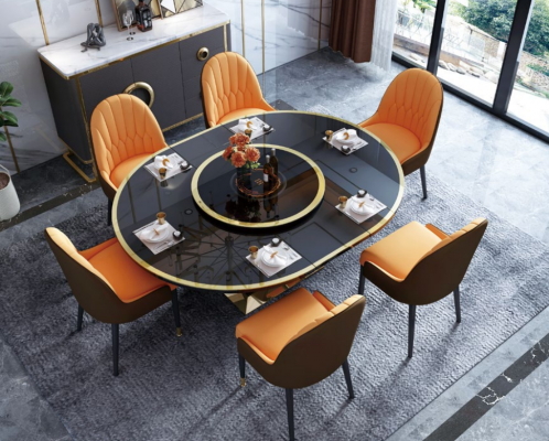 Design Ess Pokój Krzesło Zestaw Metalowe stoły Fotel 6x Krzesła + Tabela Ustaw