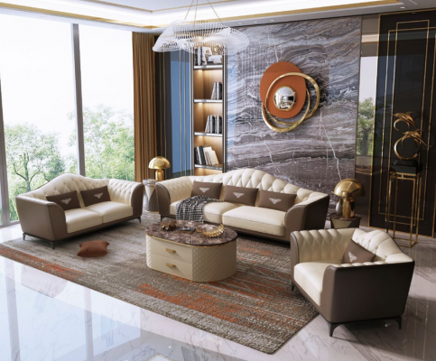Kompletny zestaw Zestaw sofowy 3+2+1 designerska skórzana sofa skórzana komplet kanapy