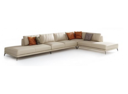 Żywy krajobraz L-Shape Narożnikowa kanapa Couch Design Podkładka Skóra Ustawić Sofa