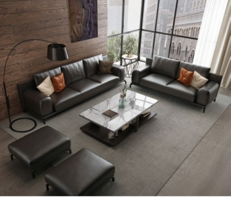 Włoski luksusowy Zestaw mebli sofowy 3+2 + Stołek Meble Kanapa Sofa 3-częściowa.