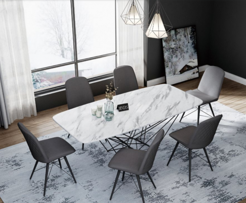 Design jadalnia Grupa Tabela + 6 Krzesła Siedziba Podkładka Ustawić stoły