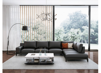 Żywy krajobraz L-shape Narożnikowa kanapa Kanapa Skóra Design Podkładka Ustawić Sofa