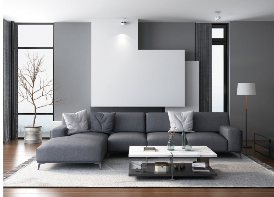 Żywy krajobraz L-shape Narożnikowa kanapa Skóra Couch Design Podkładka Ustawić Sofa