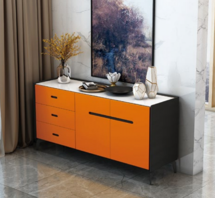Meble w stylu włoskim Wysokie Kredens Designerska Szafa Szafki Pomarańczowa