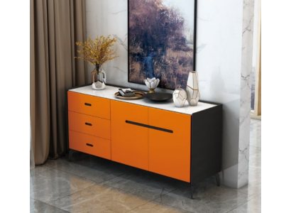 Meble w stylu włoskim Wysokie Kredens Designerska Szafa Szafki Pomarańczowa