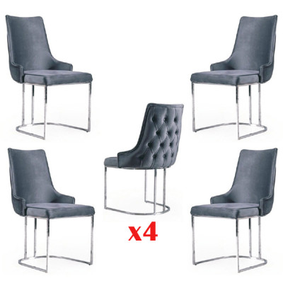 Ustawić 4x Krzesła Nowoczesna Podkładka Design Krzesło Group Drewno Ess Krzesło