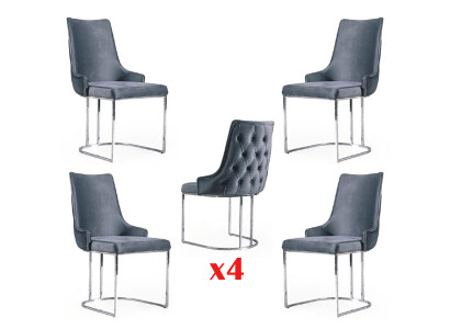 Ustawić 4x Krzesła Nowoczesna Podkładka Design Krzesło Group Drewno Ess Krzesło