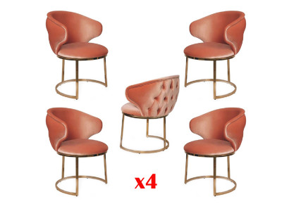Design Krzesło Zestaw 4x Stal nierdzewna w stylu włoskim Podkładka Ustawić Nowy