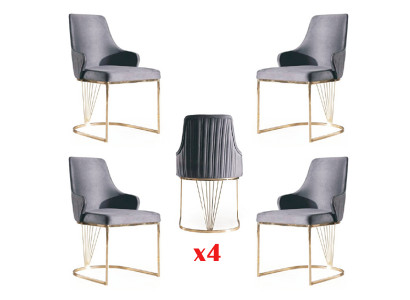 Grupa Set 4x Fotel Krzesło Design Material Podkładka Krzesła Gastro jadalnia