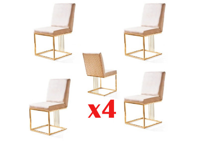 Design Krzesło Zestaw 4x Fotel Włókienniczy Krzesła Materiał jadalnia Nowa Podkładka