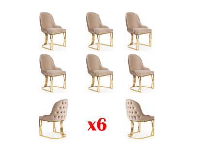 Zestaw 6 Fotel Krzesło Design Metal Material Podkładka Krzesła jadalnia Włókienniczy