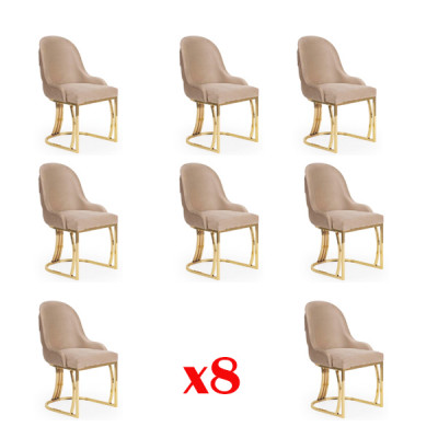 Design Krzesło Zestaw 8x Fotel Stal zagrożenia Włókienniczy Podkładka Krzesła jadalnia