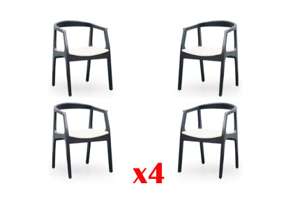 Zestaw 4x Krzesło Design Drewno Włókienniczy Podkładka Krzesła Gastro jadalnia Material