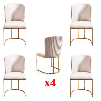 Krzesło 4x Krzesła Grupa Zestaw Living jadalnia Ustaw Style Włókienniczy Modern