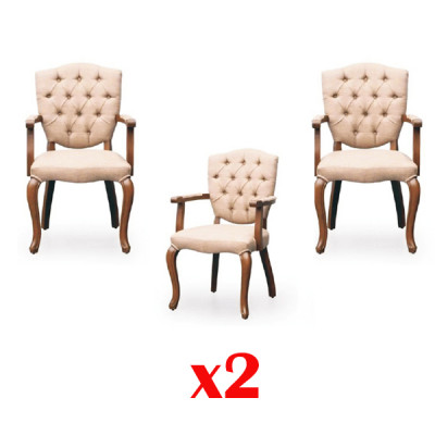 Chesterfield Fotel Drewno Lounge Club 2x Zestaw Ustawić Krzesło Krzesła