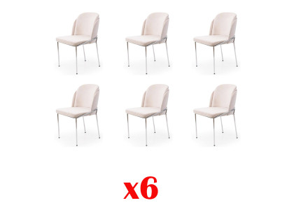 Krzesło 6x Jadalnia Pokój Krzesła Fotel Lounge Design Meble Stal nierdzewna