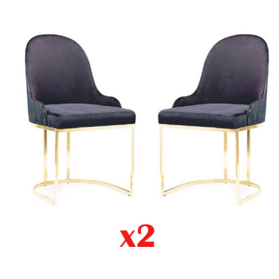 Jadalnia Pokój Meble Zestaw 2x Krzesło Luksusowe Nowe Niebieskie Eleganckie Nowoczesne Krzesło Drewno