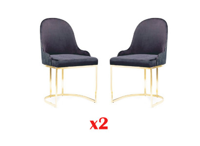 Jadalnia Pokój Meble Zestaw 2x Krzesło Luksusowe Nowe Niebieskie Eleganckie Nowoczesne Krzesło Drewno