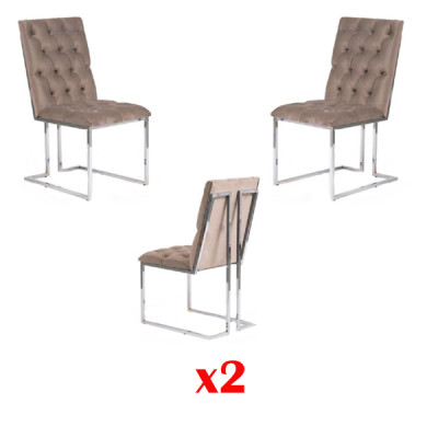jadalnia Krzesła Włókienniczy Zestaw 2x Krzesło Designer Drewno Materiał Podkładka Lehn
