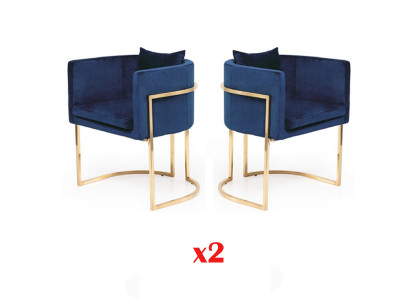 Krzesło 2x Jadalnia Pokój Krzesła Fotel Stal nierdzewna Design Meble Metal Steel