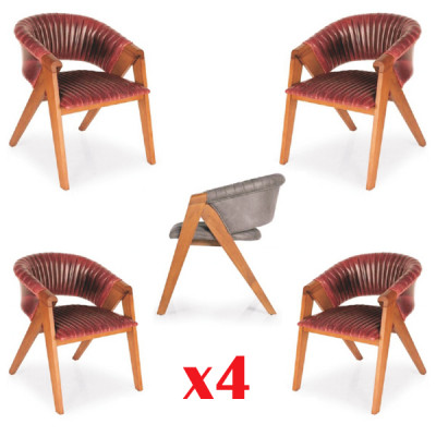 Ustawić 4x Krzesła Modern Podkładka Design Groups Drewno Ess Krzesło Pokój