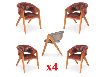 Ustawić 4x Krzesła Modern Podkładka Design Groups Drewno Ess Krzesło Pokój