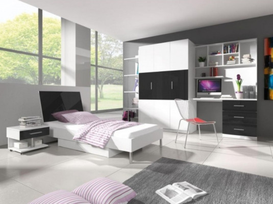 żłobek Zestaw 2-częściowy Łóżko na poddaszu Szafa pokój młodzieżowy wysoki połysk Meble Nowość