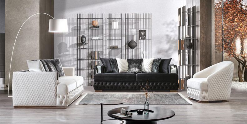 Sofa Trzyosobowa Chesterfield Czarne Sofy Włókienniczy Skóra Sofa Kanapy