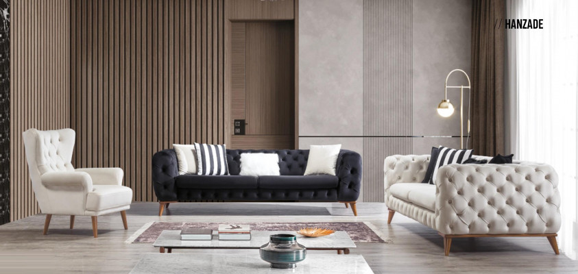 Fotel 1 miejsce siedzące Biały Salon Włókienniczy Design Chesterfield EarsFotel