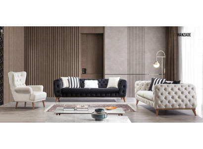 Fotel 1 miejsce siedzące Biały Salon Włókienniczy Design Chesterfield EarsFotel